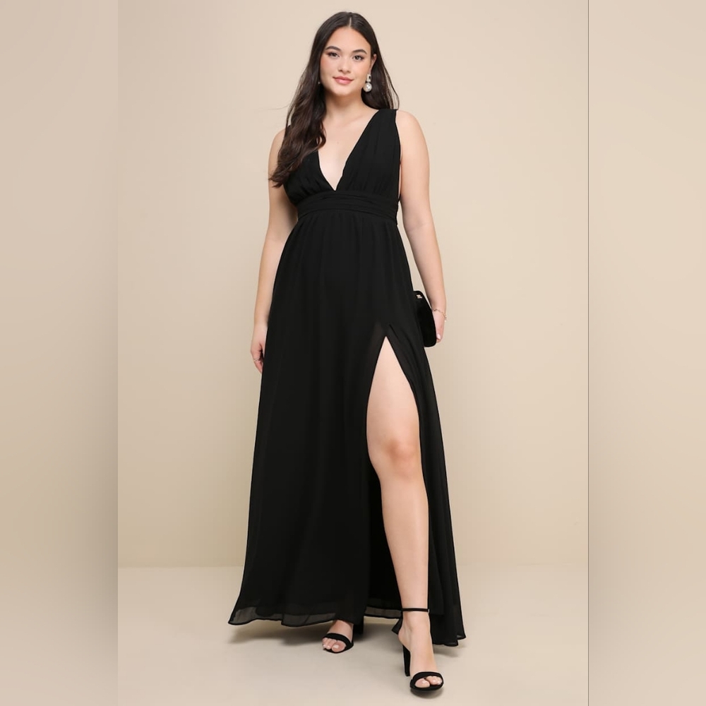 Lulu's Black Heavenly Hues Black Formal Gown Maxi Dress Women's Size Extra Large
